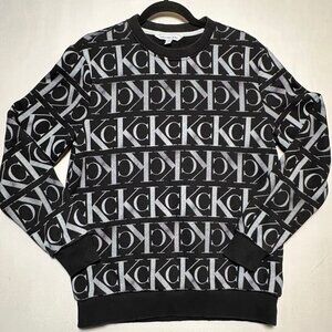 Calvin Klein Jeans CK Monogram Logo Crewneck Sweatshirt Black/Gray Size S